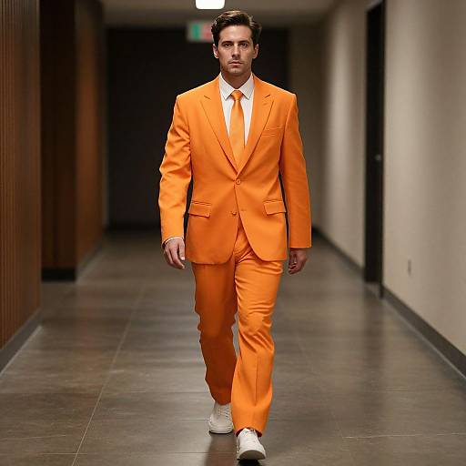Man Walking in Orange Jumpsuit