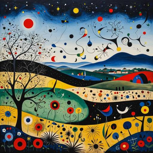 Elegant Abstract Dreamscape by Joan Miró