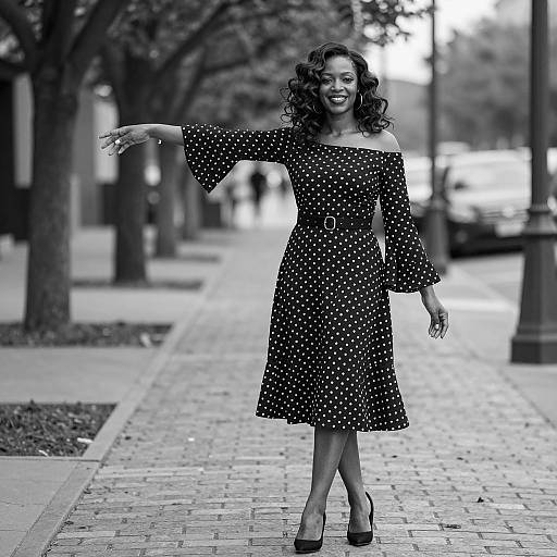 Elegant Polka Dot Fashion in Black and White