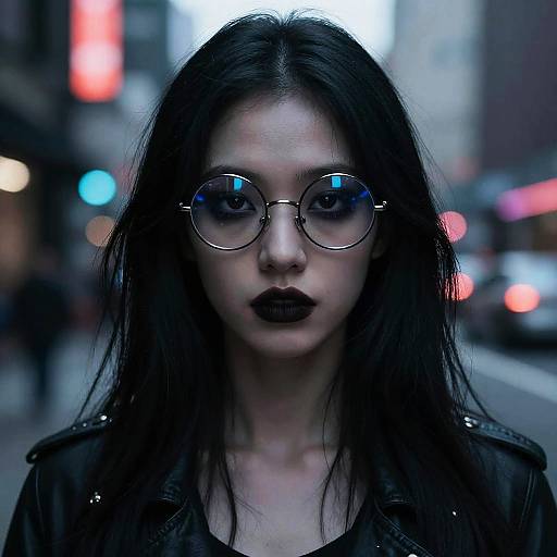 Goth Girl Neon City Portrait