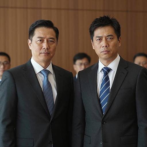 Two Serious Men in Pinstripe Suits