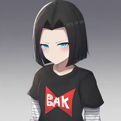 Illustration of Android 17, dragon ball in the style of Chiyo (pk19981234)
