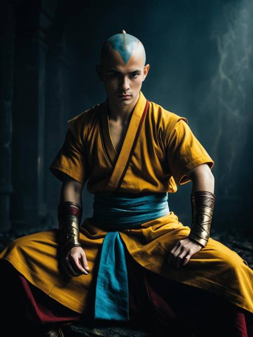 Man in Aang Cosplay Costume