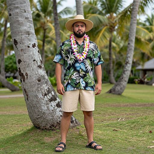 Hawaiian Male Attire Full Body Portrait