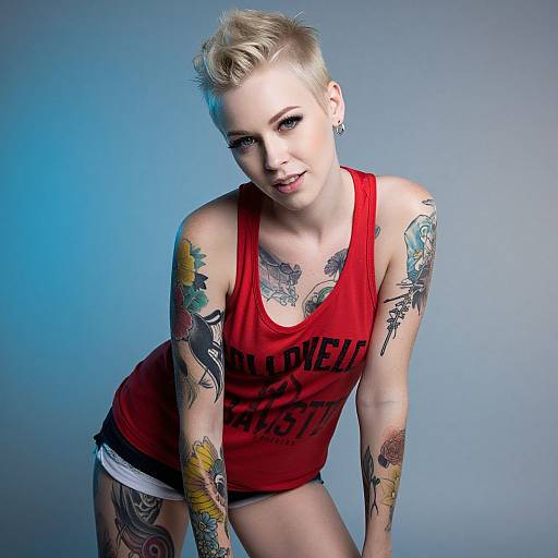 Edgy Blonde Woman with Tattoos