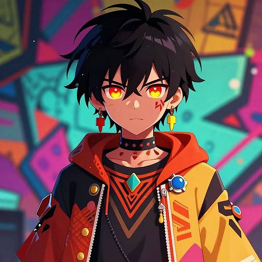 Hyperdetailed Anime Character with Tribal Markings