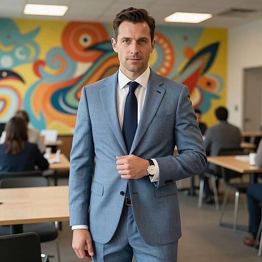 Confident Man in Stylish Tech Hub