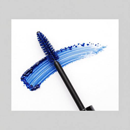 Close-up Black Mascara Wand with Blue Bristles