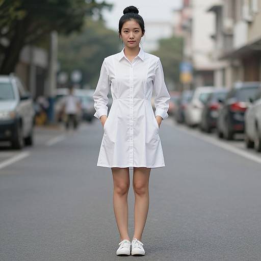 Realistic Casual Pinafore Outfit Portrait