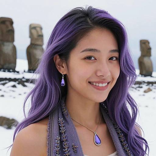 Lavender Scarf Lady on Easter Island