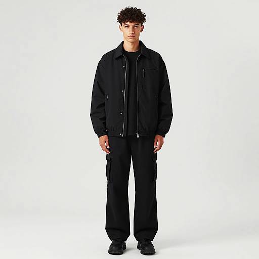 All-Black Urban Streetwear Fashion Portrait