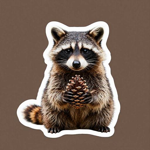 Raccoon Holding Pinecone Sticker