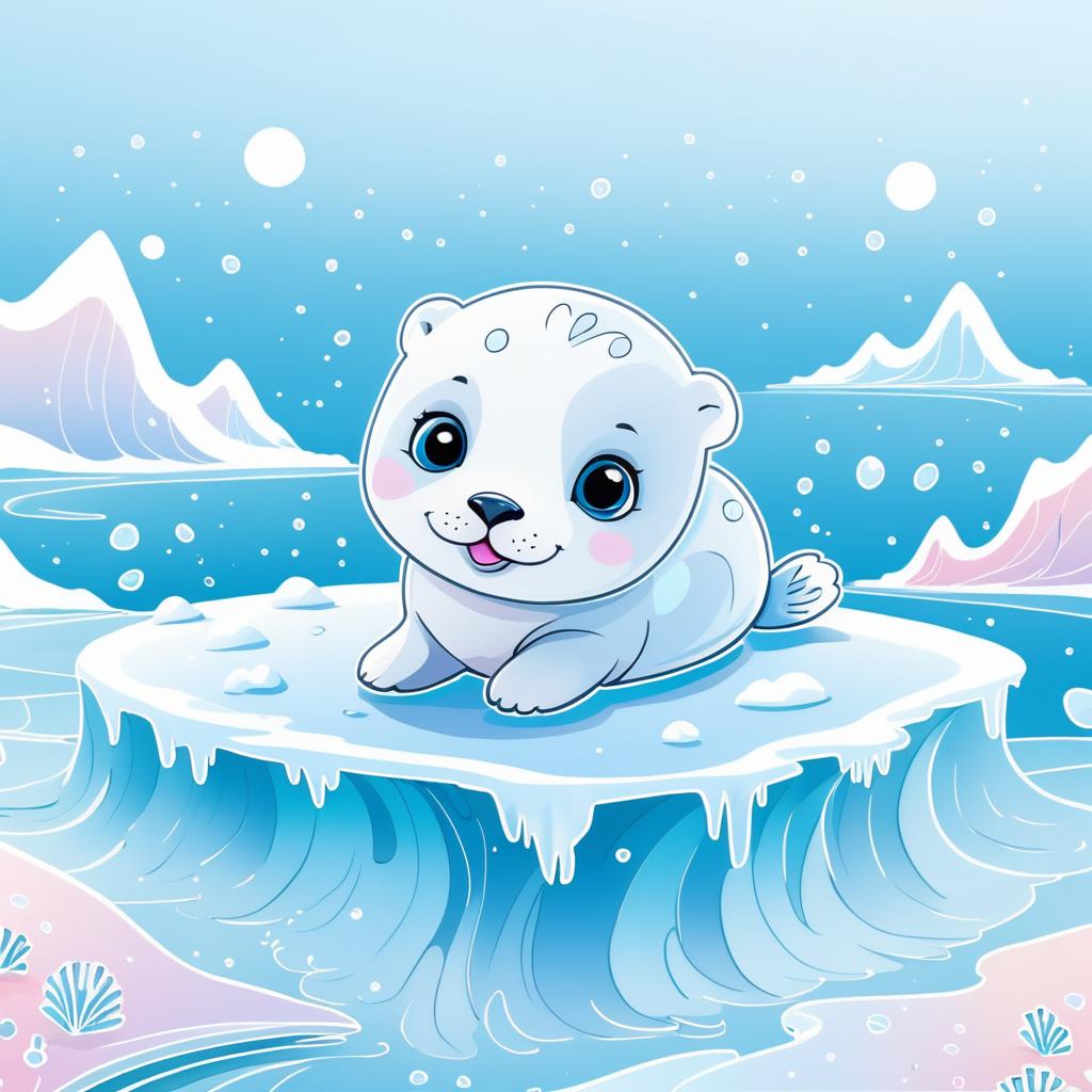 Whimsical Baby Seal Pup Illustration