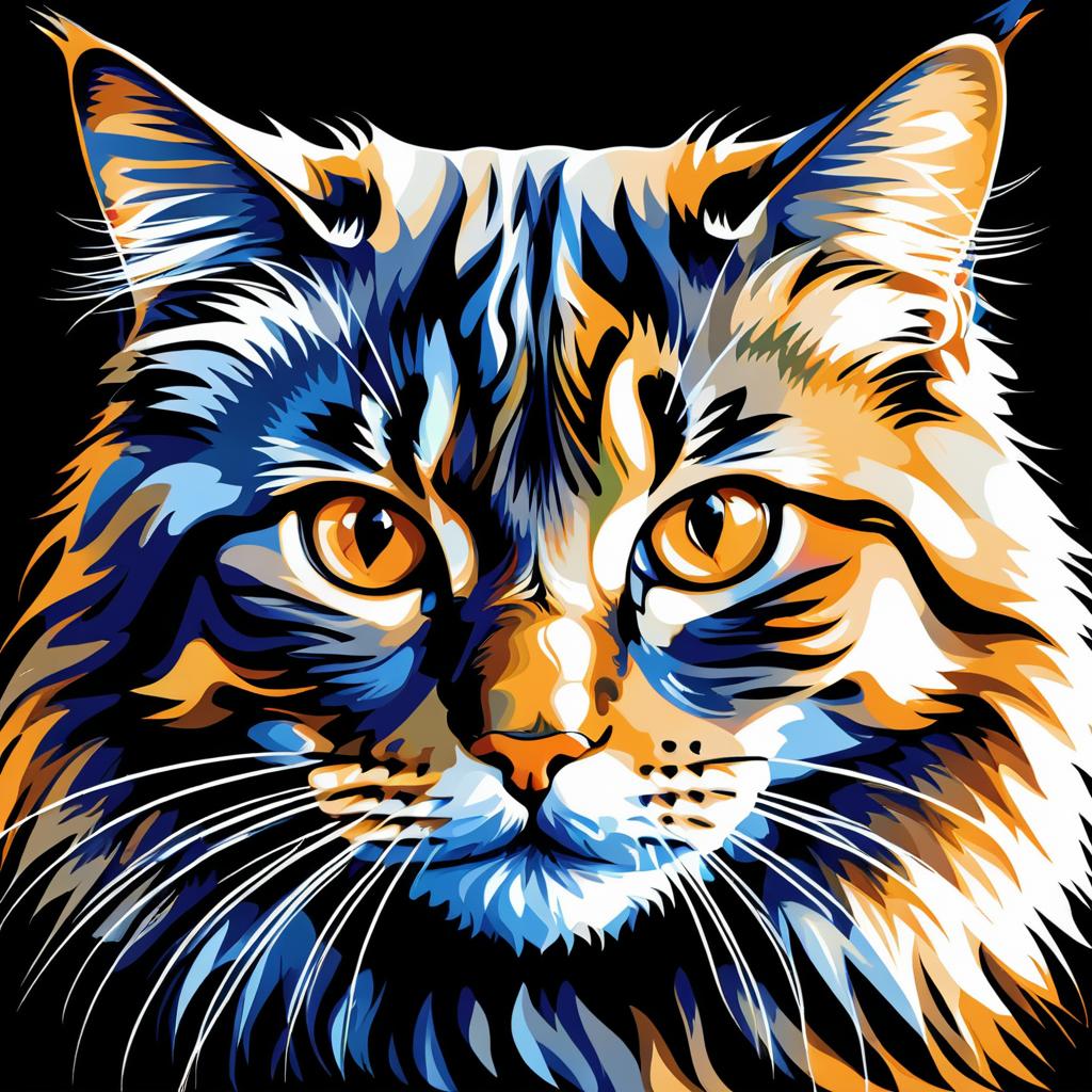 Vibrant Vector Art of a Soulful Cat