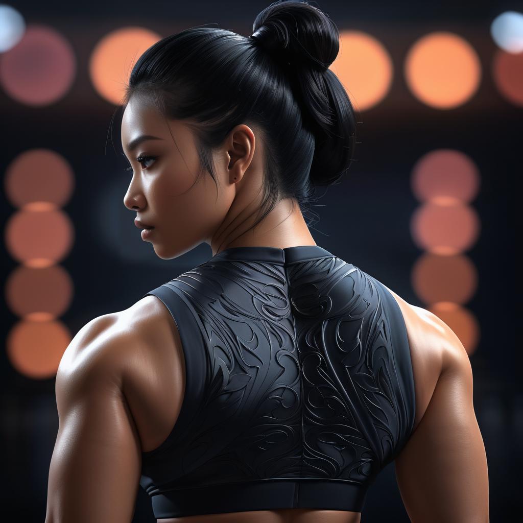 Intricate Digital Portrait of Muscular Asian Woman