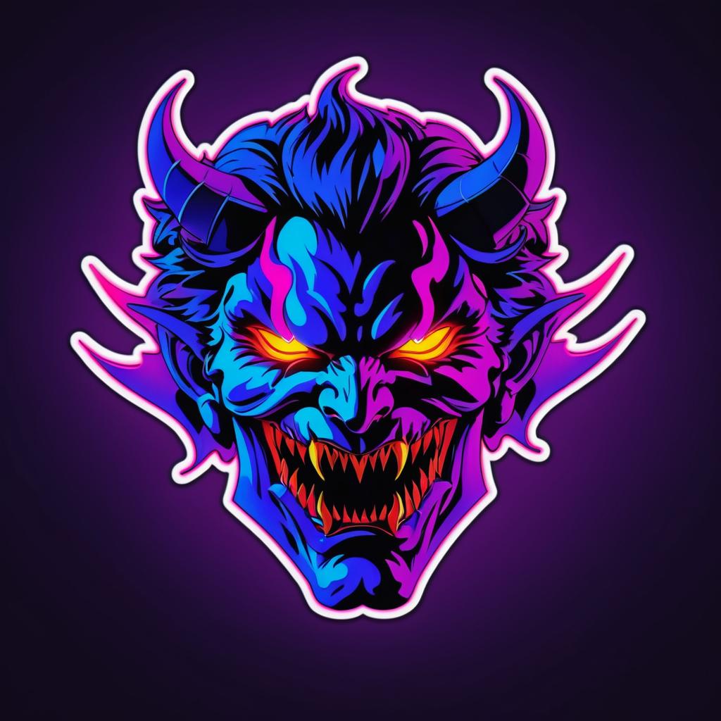 Vibrant Male Demon Die Cut Sticker