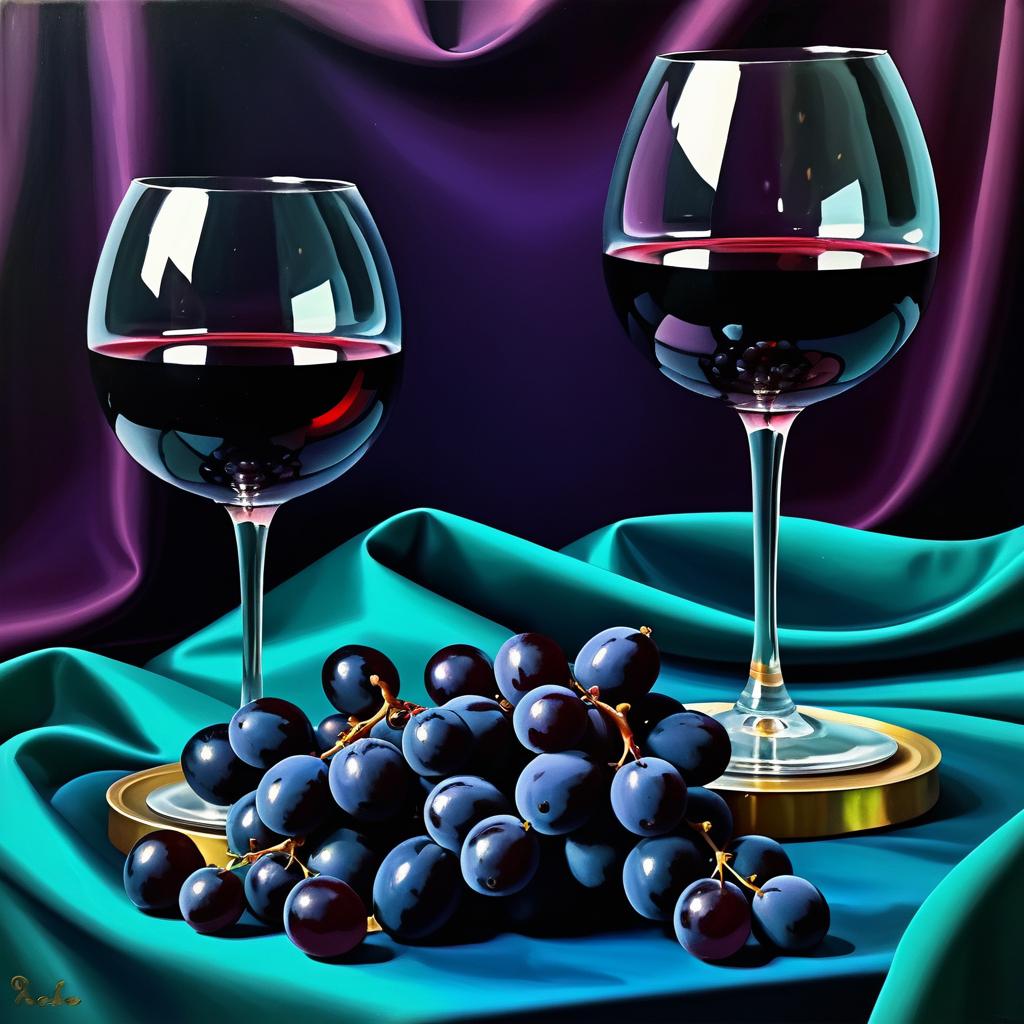 Renaissance Grapes and Wine Glass Still Life