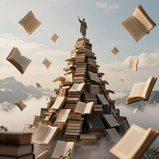 Ethereal Mountain of Books and Wisdom