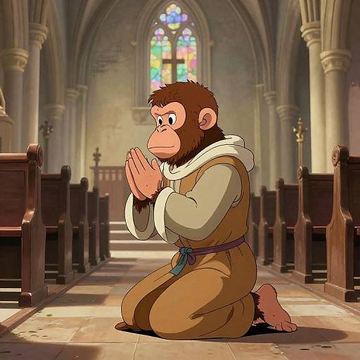 Medieval Religious Chimpanzees in Church
