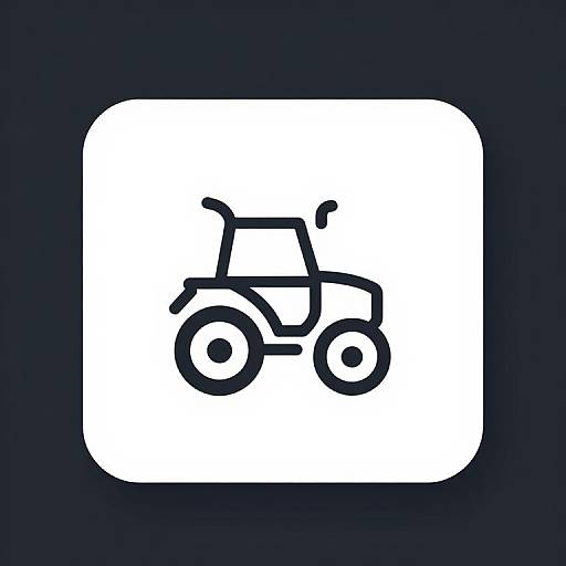 Black and white icon of a simple, stylized ATV on a white square background with rounded edges, set against a dark blue background.