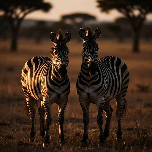 Two Zebras in Golden Sunset Light