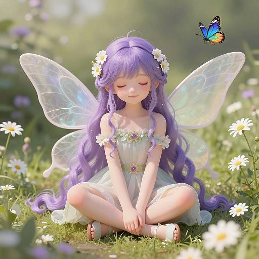 Whimsical Fairy Girl in a Sunny Garden