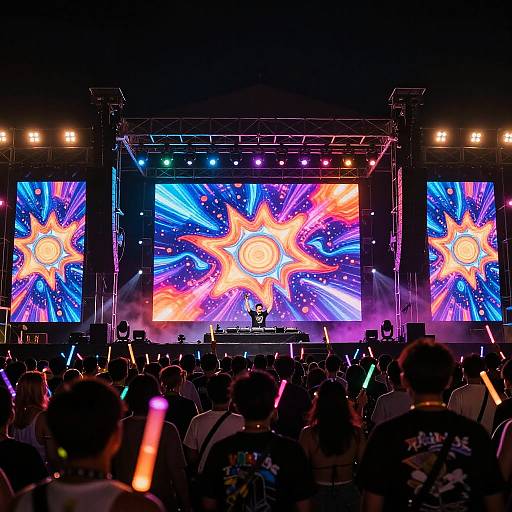 Energetic Raving DJ Night Scene