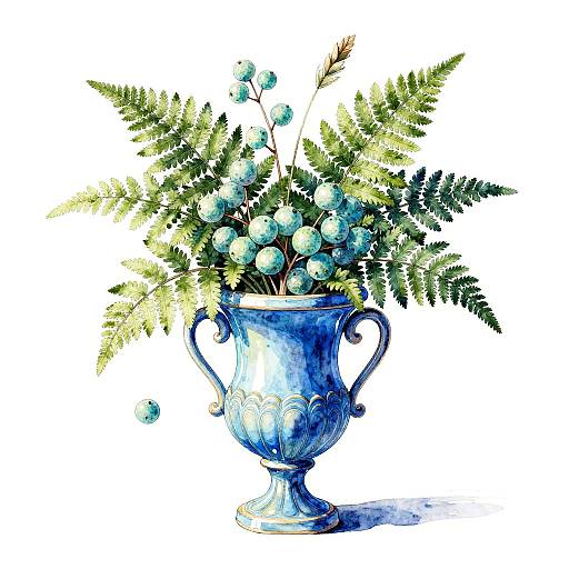Luminous Azure Urn with Bluegrass