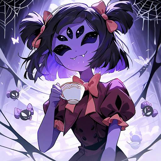 Illustration of Muffet, undertale in the style of Y2