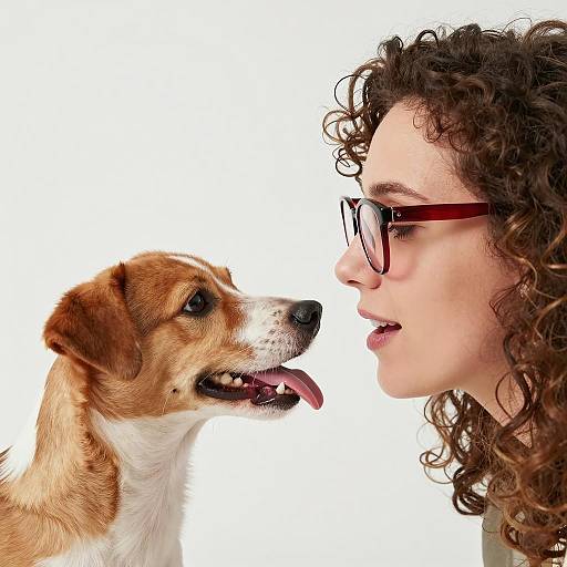 Intimate Moment Between Woman and Dog