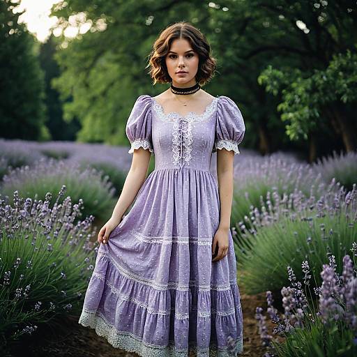Elegant Young Woman in Lavender Dress
