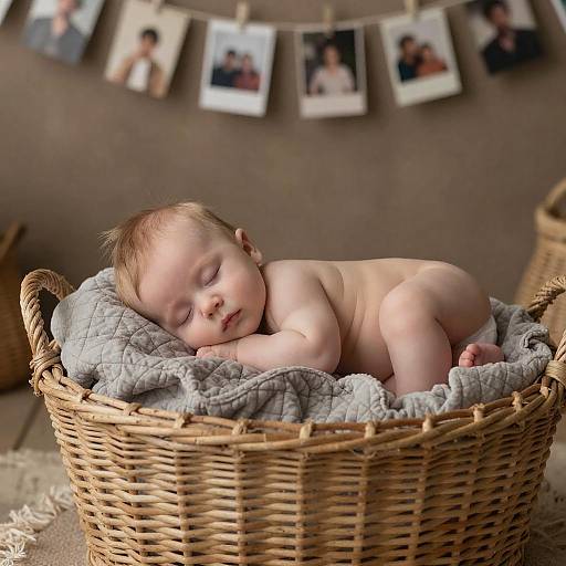 Cozy Baby Portrait in Wicker Basket