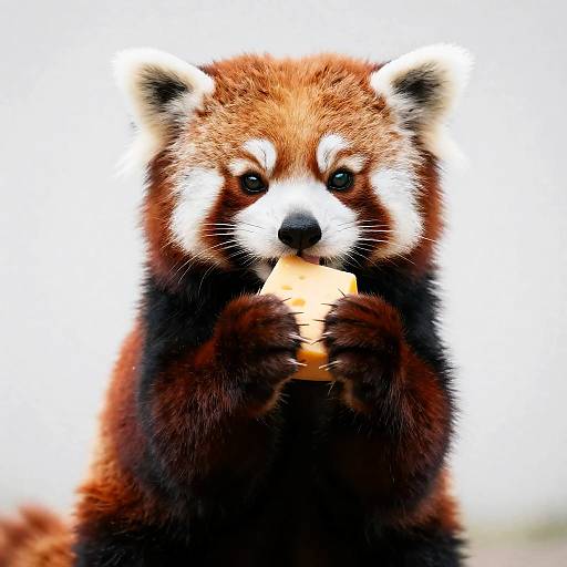 Chubby Red Panda Holding Cheese Portrait