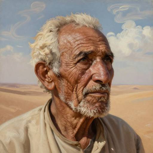 Elderly Nomad Portrait in Desert