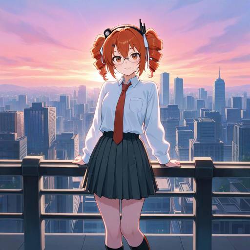 Cinematic Schoolgirl with Dreamy Skyline