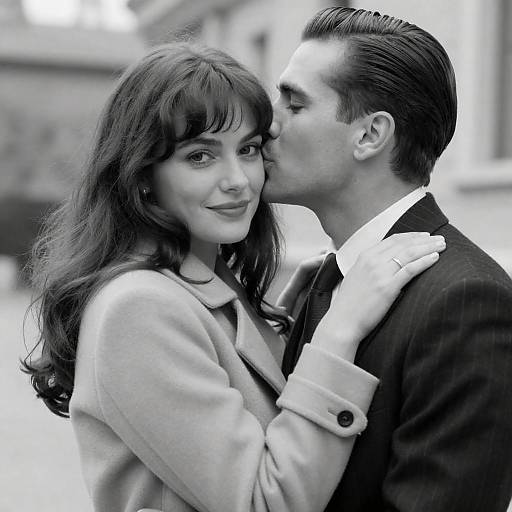 Vintage Black-and-White Romantic Couple Portrait