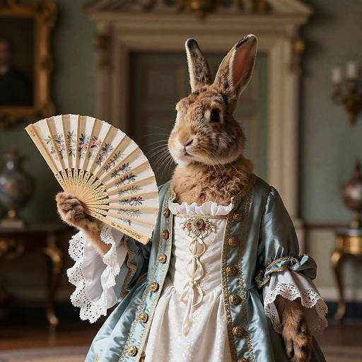 Elegant Rabbit in 18th Century Dress