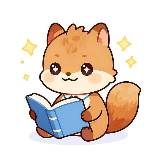 Chibi Bookish Squirrel Scholar Dreamy Pastels
