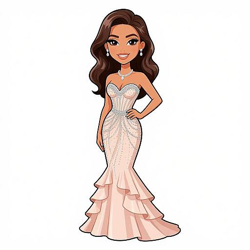 Hollywood Glamorous Woman in Evening Gown