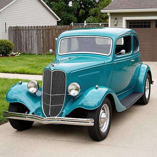 Shiny Teal 1937 Ford Coupe