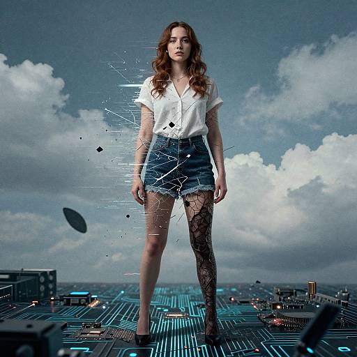 Digital Glitch Portrait of Woman