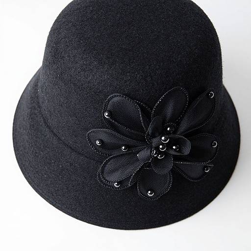 Elegant Black Floral Embellished Hat