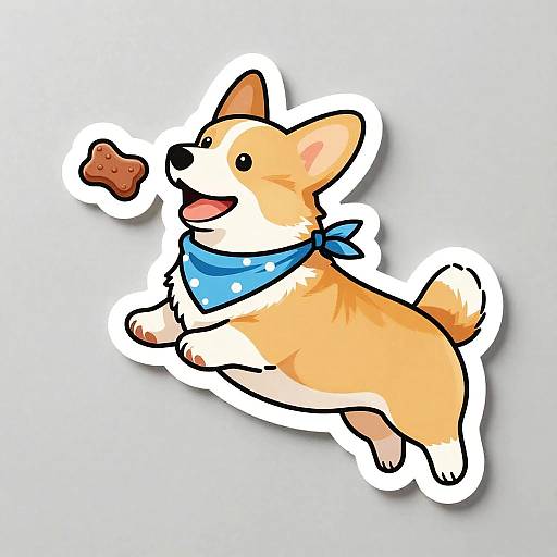 Corgi Leaping Sticker Design