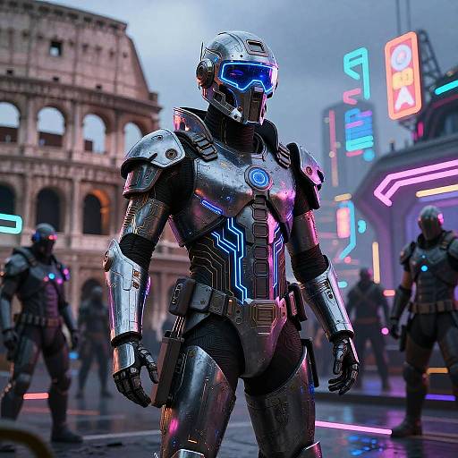Cyberpunk Roman Gladiator in Colosseum