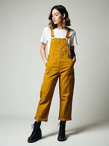 Casual Mustard Yellow Overall Outfit