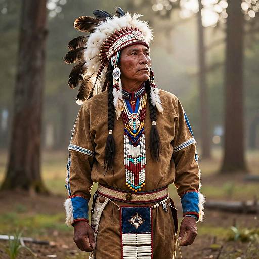 Cherokee Warrior in Traditional Attire