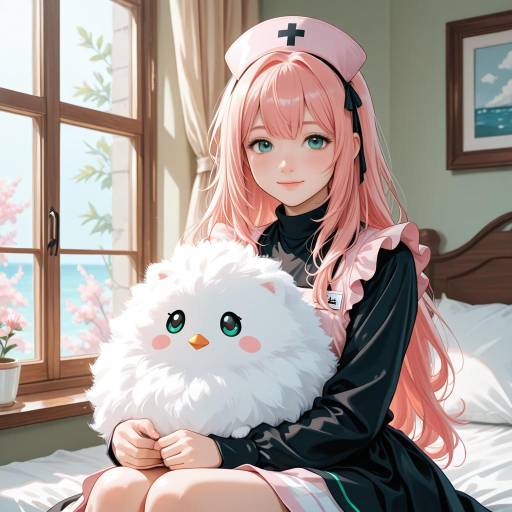 Cozy Nurse in Colorful Cafe Corner