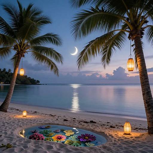 Tranquil Tropical Beach at Night