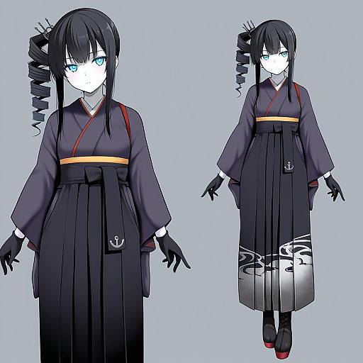 Illustration of Ancient destroyer oni, kantai collection in the style of Takeyuu