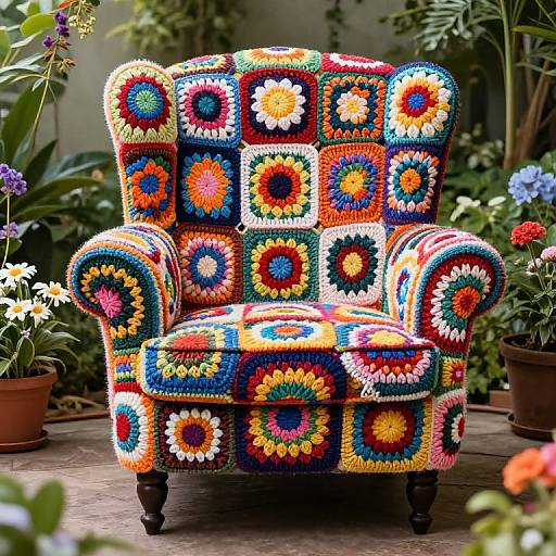 Whimsical Crochet Flower Armchair